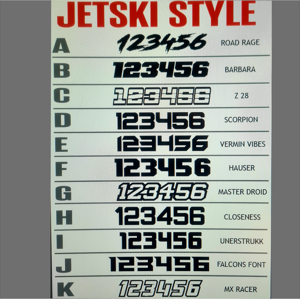 Jetski custom rego decals
