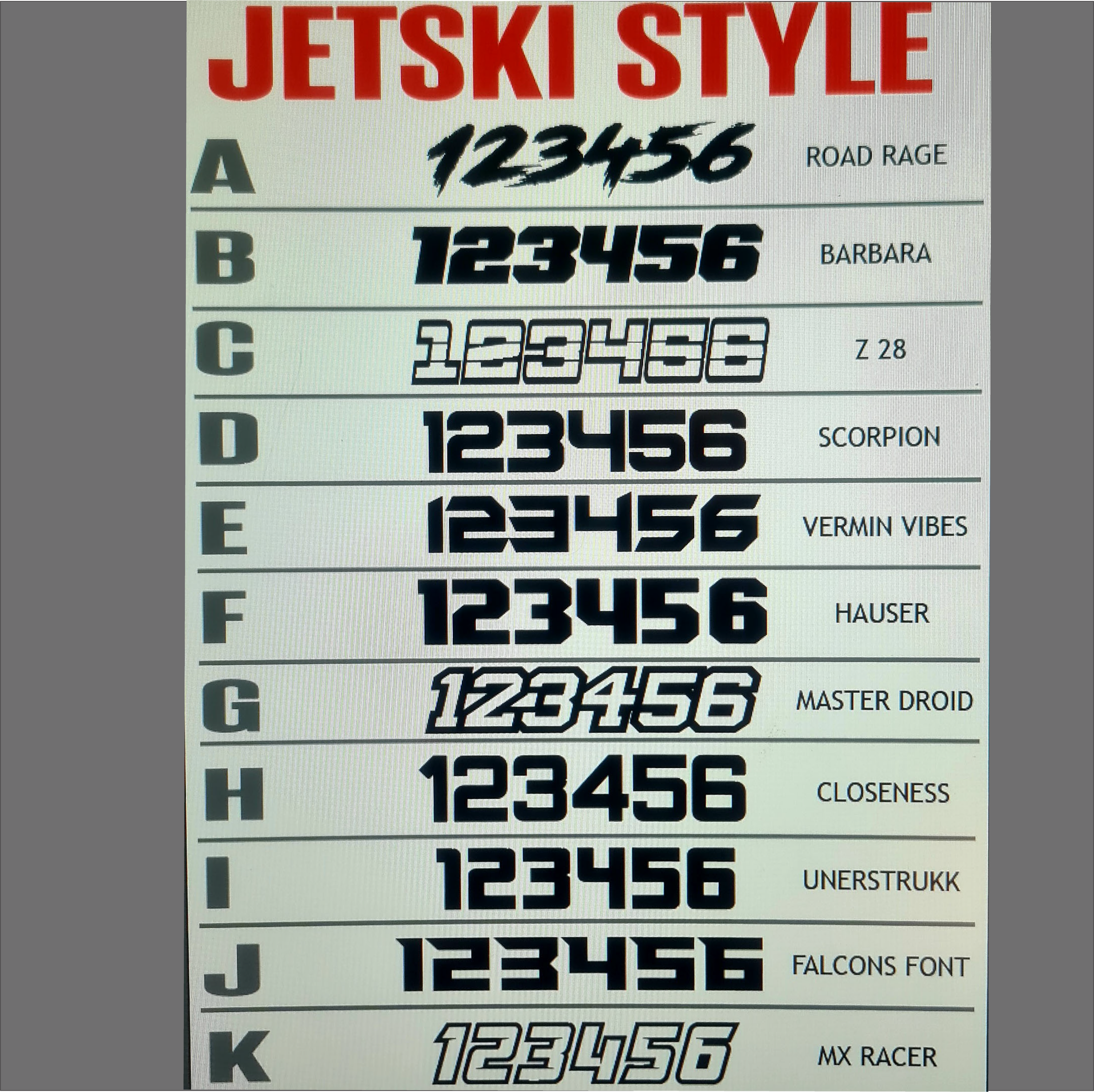 Jetski custom rego decals